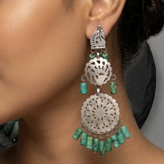 Jodhpuri Filigree Silver Danglers 